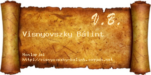 Visnyovszky Bálint névjegykártya
